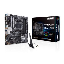 Asus PRIME B550M-A WIFI II, AMD B550, AM4, Micro ATX, 4 DDR4, VGA, DVI, HDMI, Wi-Fi, PCIe4, 2x M.2 Asus PRIME B550M-A WIFI II, AMD B550, AM4, Micro ATX, 4 DDR4, VGA, DVI, HDMI, Wi-Fi, PCIe4, 2x M.2